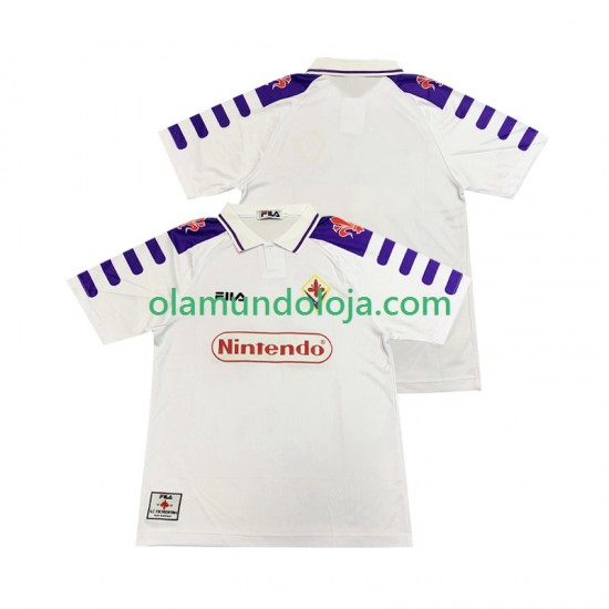 Camisola ACF Fiorentina Retro Homem Equipamento Segundo 1998 1999 Manga Curta